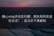糖心vlog评论区吵翻：朋友局到底谁在说谎？｜我决定不再解释