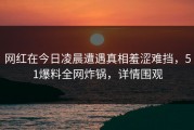 网红在今日凌晨遭遇真相羞涩难挡，51爆料全网炸锅，详情围观