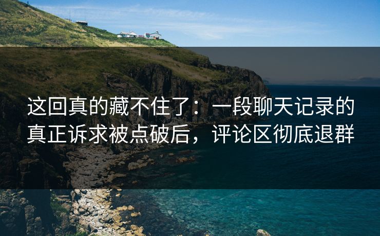 这回真的藏不住了:一段聊天记录的真正诉求被点破后,评论区彻底退群 这回真的藏不住了:一段聊天记录的真正诉求被点破后,评论区彻底退群