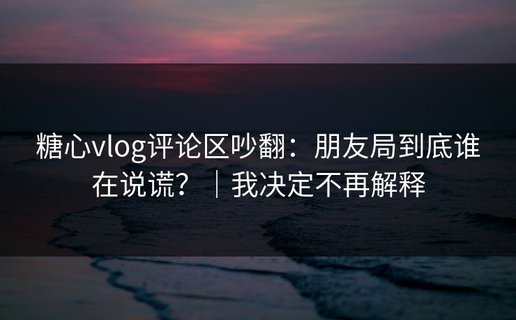 糖心vlog评论区吵翻：朋友局到底谁在说谎？｜我决定不再解释