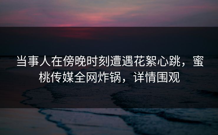 当事人在傍晚时刻遭遇花絮心跳，蜜桃传媒全网炸锅，详情围观